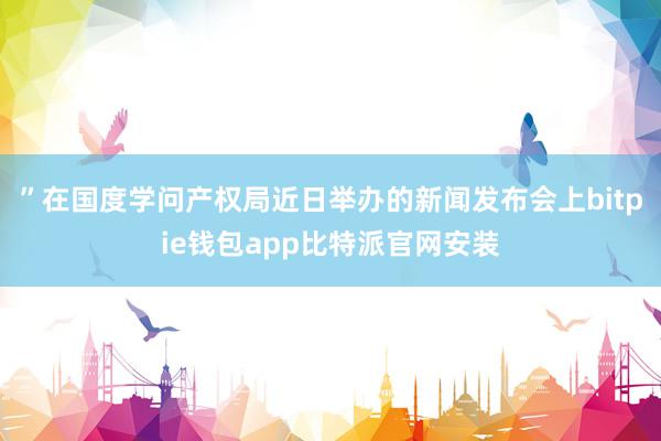 ”在国度学问产权局近日举办的新闻发布会上bitpie钱包app比特派官网安装