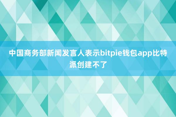 中国商务部新闻发言人表示bitpie钱包app比特派创建不了