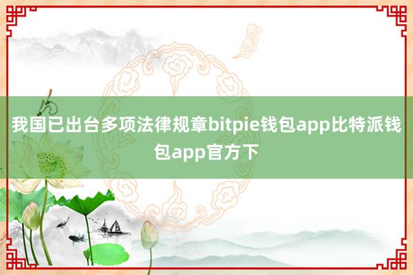 我国已出台多项法律规章bitpie钱包app比特派钱包app官方下