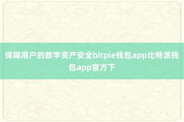 保障用户的数字资产安全bitpie钱包app比特派钱包app官方下