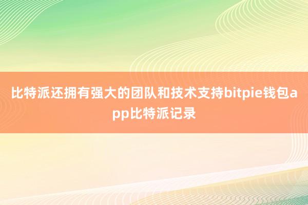 比特派还拥有强大的团队和技术支持bitpie钱包app比特派记录