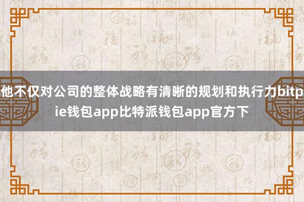 他不仅对公司的整体战略有清晰的规划和执行力bitpie钱包app比特派钱包app官方下