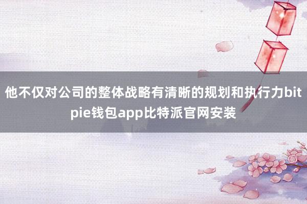 他不仅对公司的整体战略有清晰的规划和执行力bitpie钱包app比特派官网安装