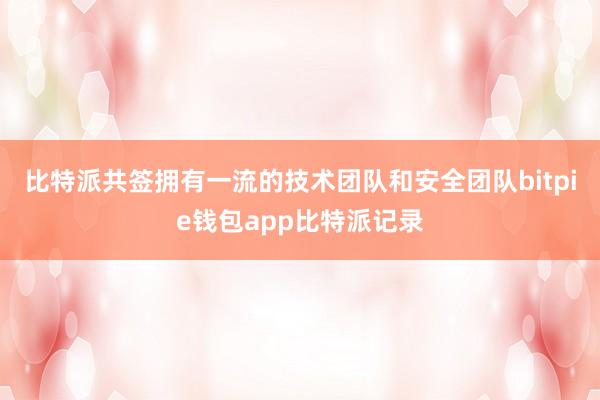 比特派共签拥有一流的技术团队和安全团队bitpie钱包app比特派记录