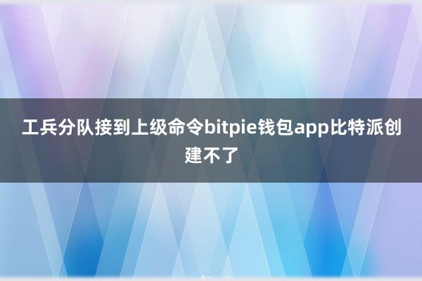 工兵分队接到上级命令bitpie钱包app比特派创建不了