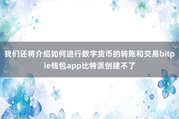 我们还将介绍如何进行数字货币的转账和交易bitpie钱包app比特派创建不了