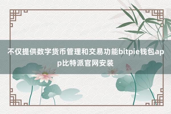 不仅提供数字货币管理和交易功能bitpie钱包app比特派官网安装