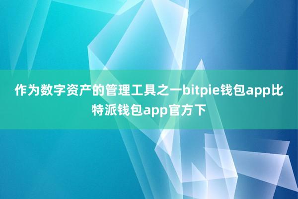 作为数字资产的管理工具之一bitpie钱包app比特派钱包app官方下