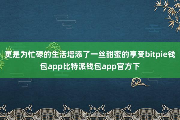 更是为忙碌的生活增添了一丝甜蜜的享受bitpie钱包app比特派钱包app官方下