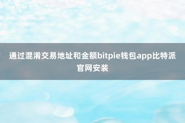 通过混淆交易地址和金额bitpie钱包app比特派官网安装