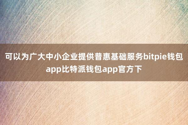 可以为广大中小企业提供普惠基础服务bitpie钱包app比特派钱包app官方下