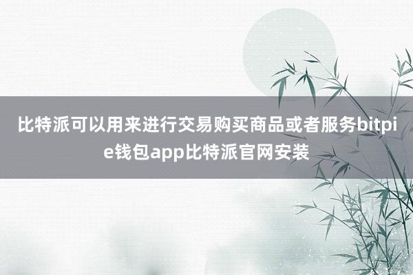 比特派可以用来进行交易购买商品或者服务bitpie钱包app比特派官网安装