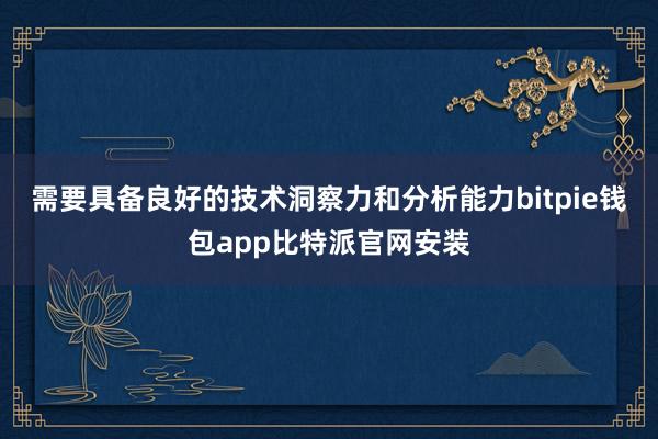 需要具备良好的技术洞察力和分析能力bitpie钱包app比特派官网安装