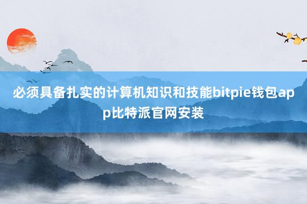 必须具备扎实的计算机知识和技能bitpie钱包app比特派官网安装