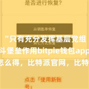 “只有充分发挥基层党组织的战斗堡垒作用bitpie钱包app比特派怎么得，比特派官网，比特派钱包，比特派下载