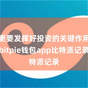 更要发挥好投资的关键作用bitpie钱包app比特派记录